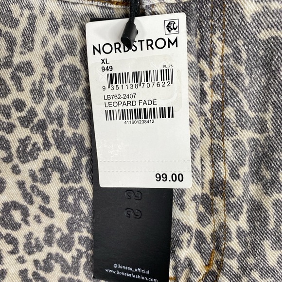 Lioness Leopard Print Straight Jeans Size XL Cotton Fade Girls Night NWT - Picture 3 of 15